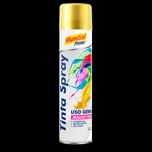 TINTA SPRAY METALICA OURO 400ML MUNDIAL PRIME