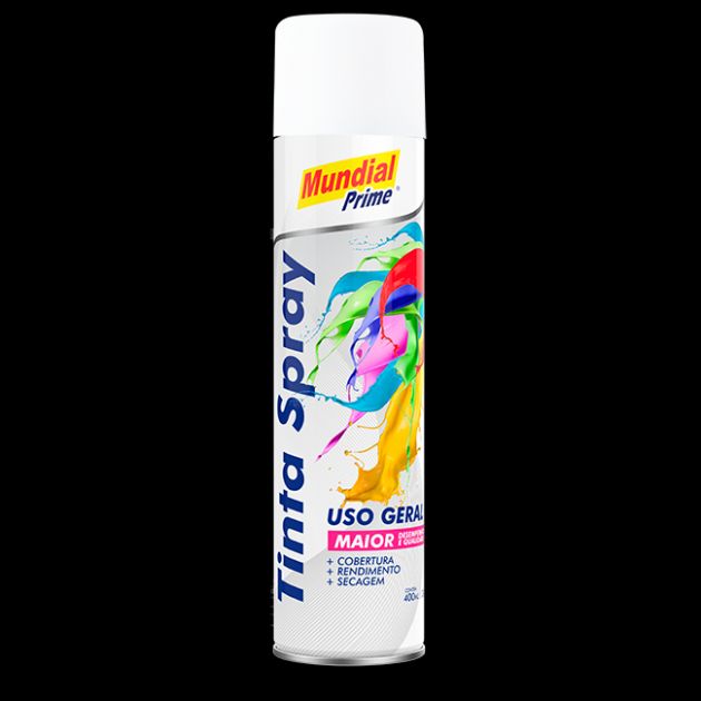 TINTA SPRAY USO GERAL BRANCO FOSCO 400ML MUNDIAL PRIME